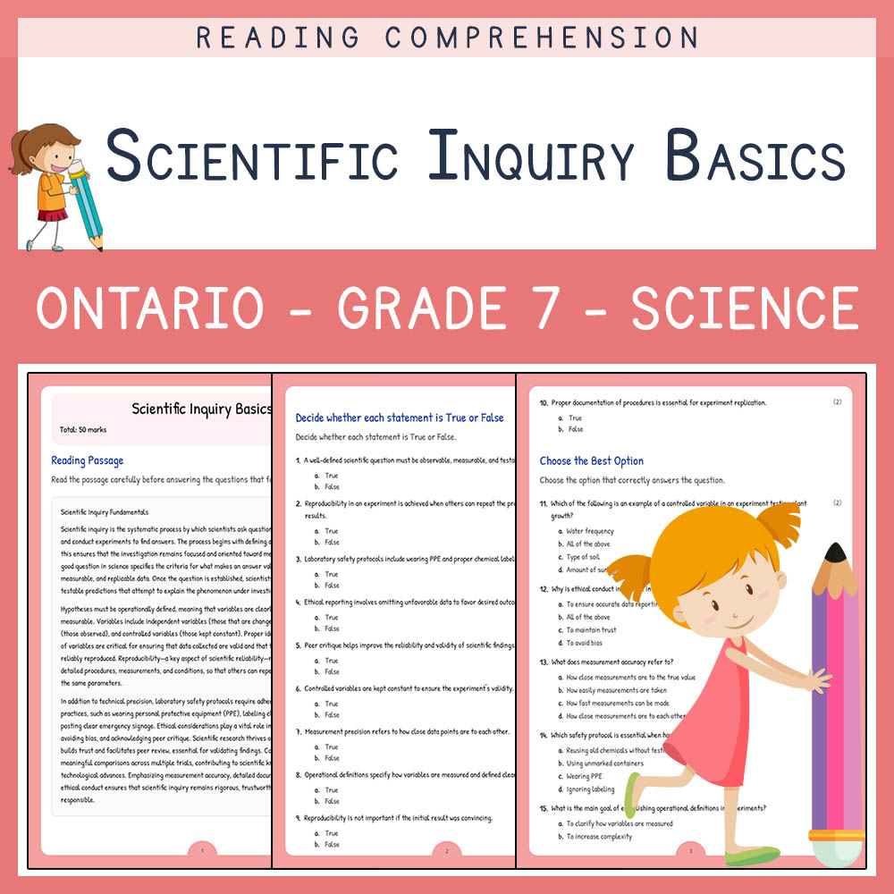 Grade 7 Science worksheet elena worksheet — Grade 7 Science Assessment | Scientific Inquiry Basics Worksheet | Ontario — p…