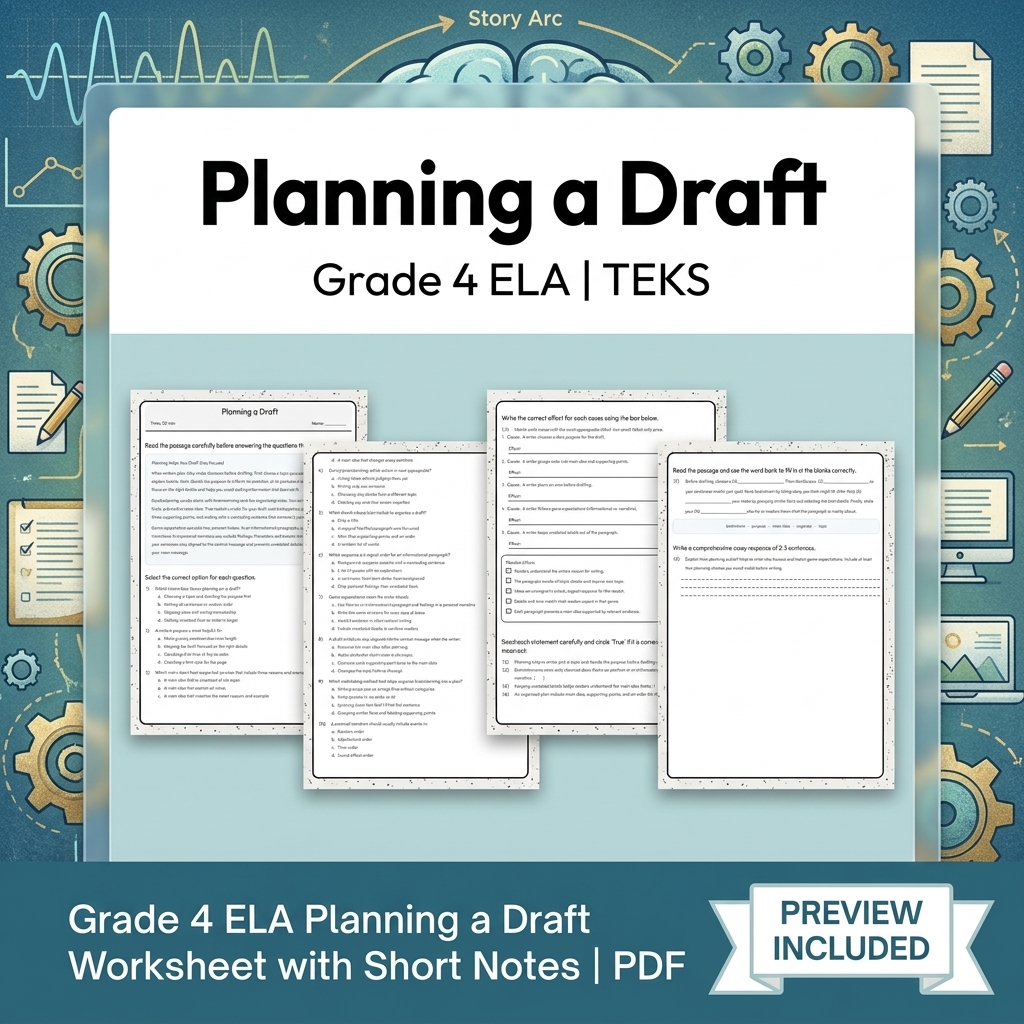 Grade 4 Drafting, Revising & Editing Writing ELA Lesson Bundle TEKS — included worksheet 2