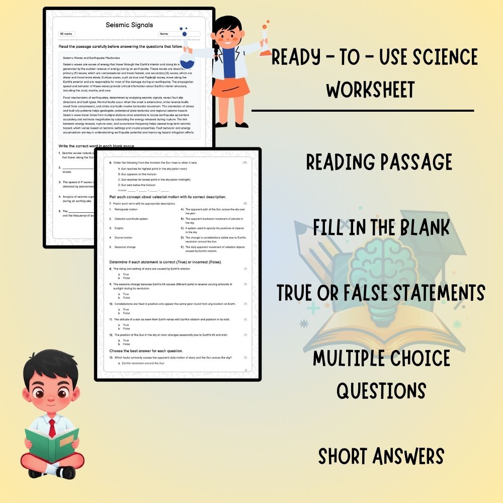 Grade 9 Science worksheet worksheet — Grade 9 Science | Seismic Signals Worksheet (Worksheet + Answer Key) – Ontario Stand…