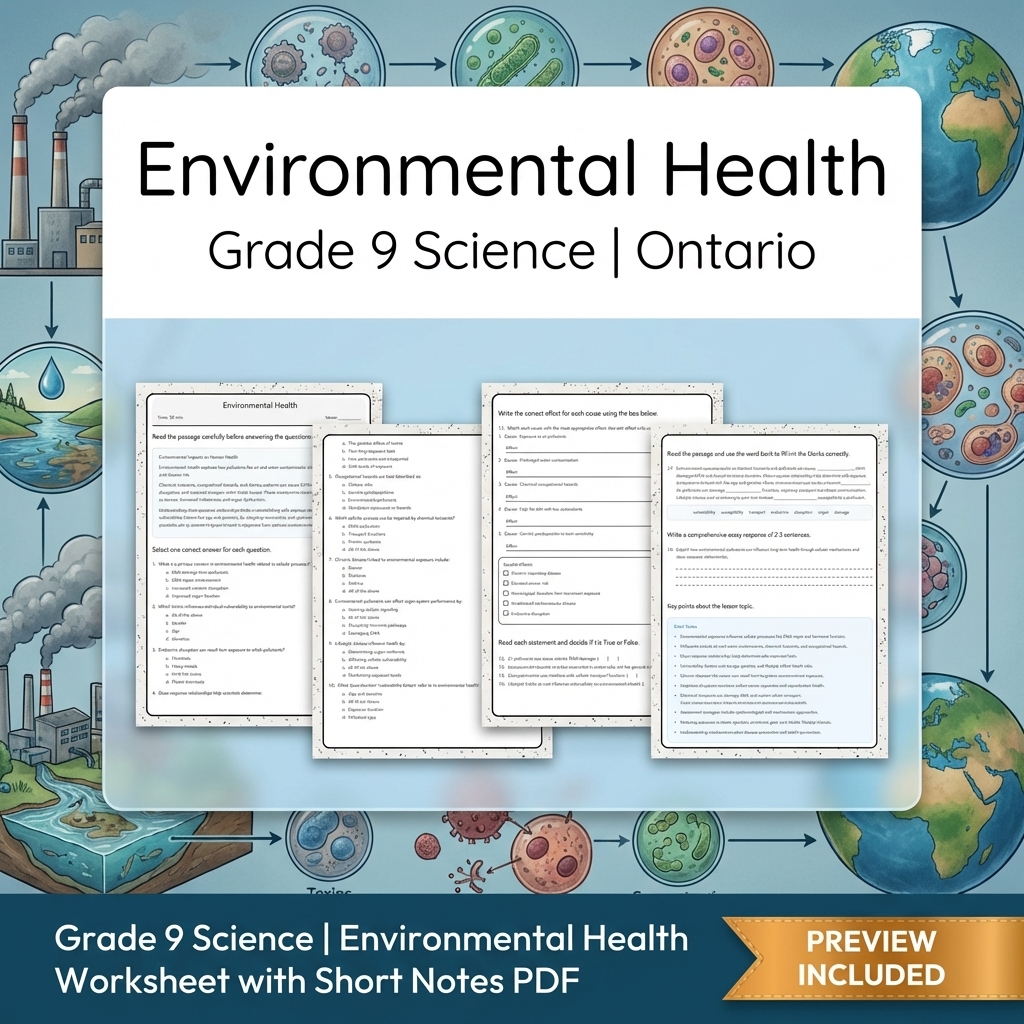 Grade 9 Science | Environmental Health Worksheet with Short Notes PDF