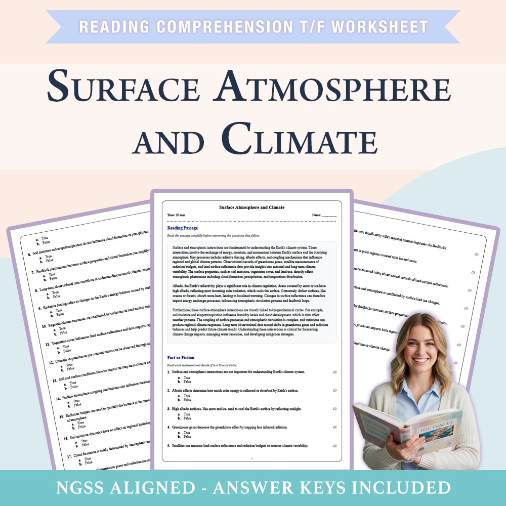 Grade 10 Science reading comprehensions true or false worksheet worksheet — 10th Grade Science | Surface Atmosphere and Cl…