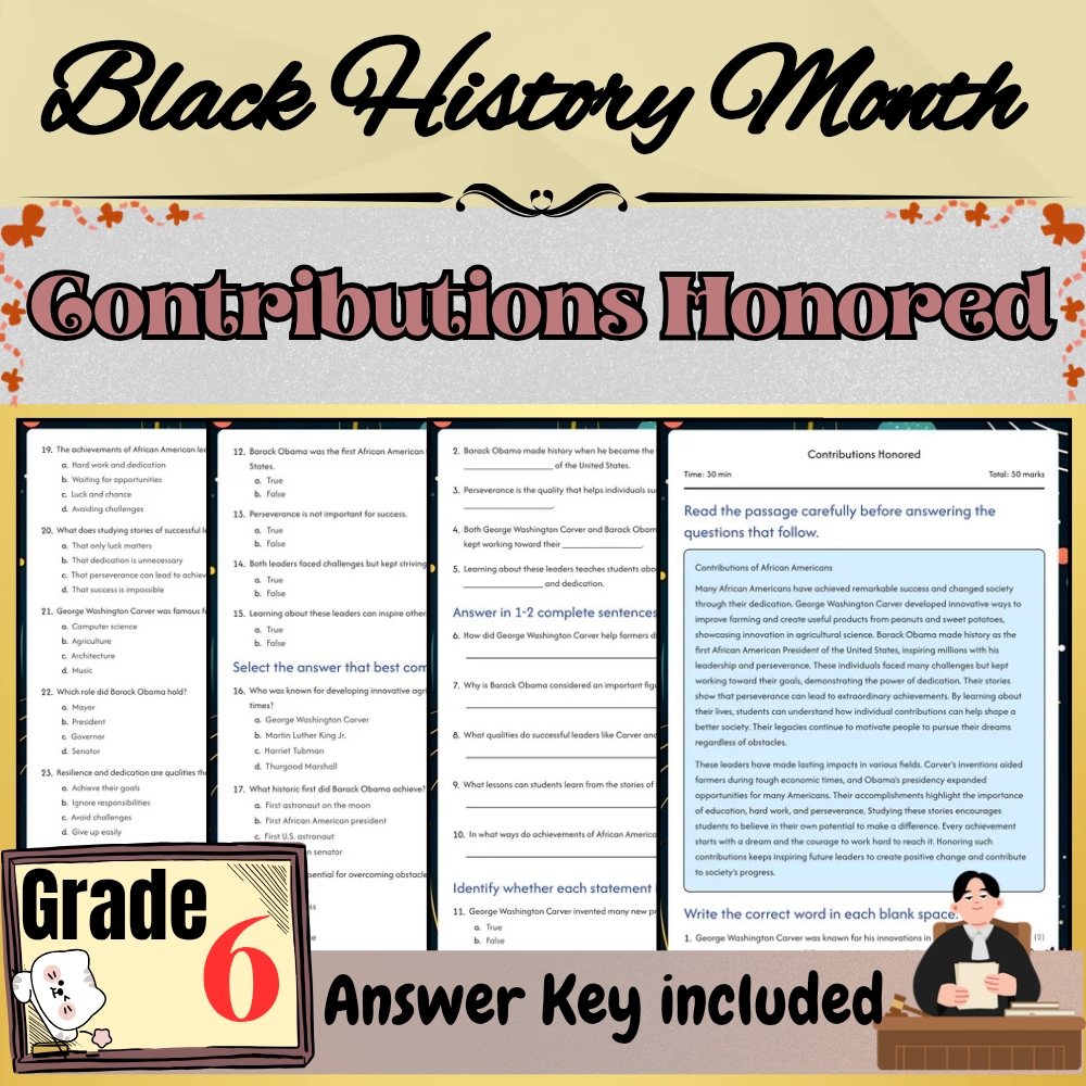 Grade 6 seasonal tributions Honored Black Friday Worksheet PDF + Answer Key