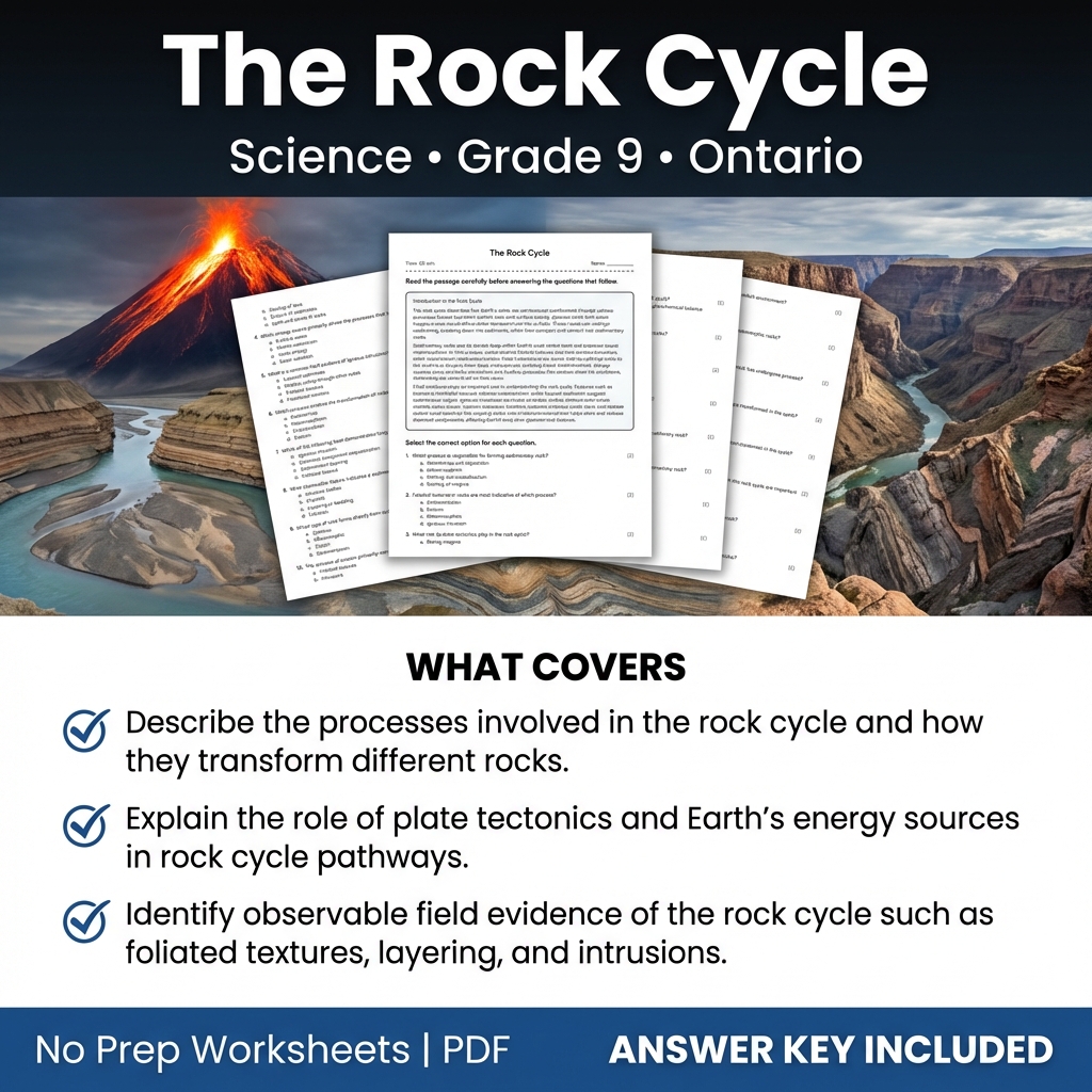 The Rock Cycle Worksheet for Grade 9 Science | Ontario Standards Practice