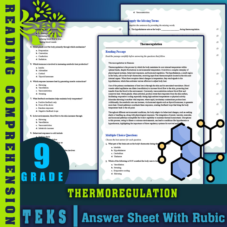 Grade 9 Science reading worksheets worksheet — Grade 9 Science Reading Worksheet | Thermoregulation Teacher Resource (PDF)…