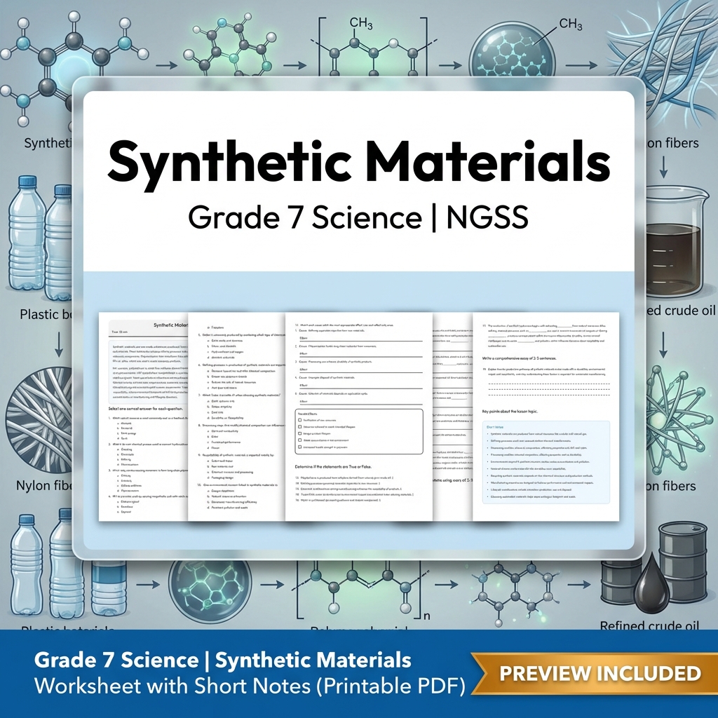 Grade 7 Science | Matter and Its Interactions NGSS Worksheet Collection — included worksheet 2