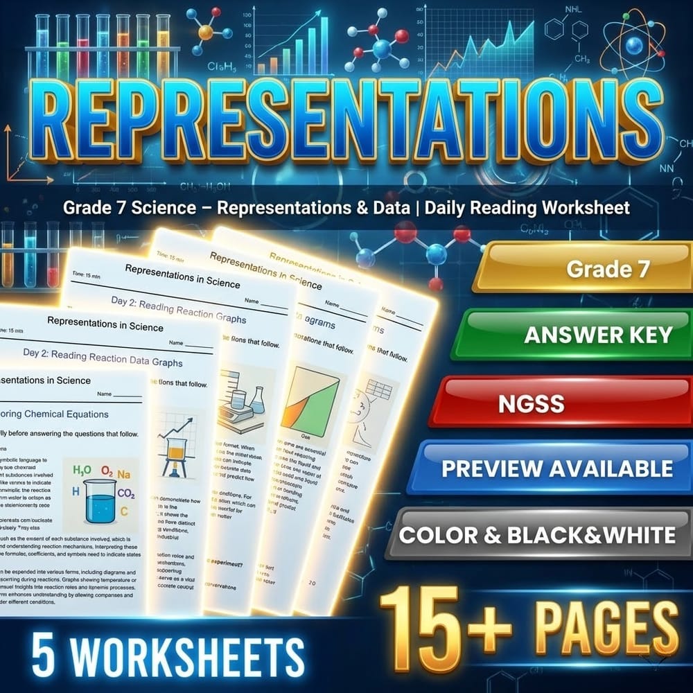 Materials and Chemical Reactions Grade 7 Science Worksheets Bundle | NGSS — included worksheet 2