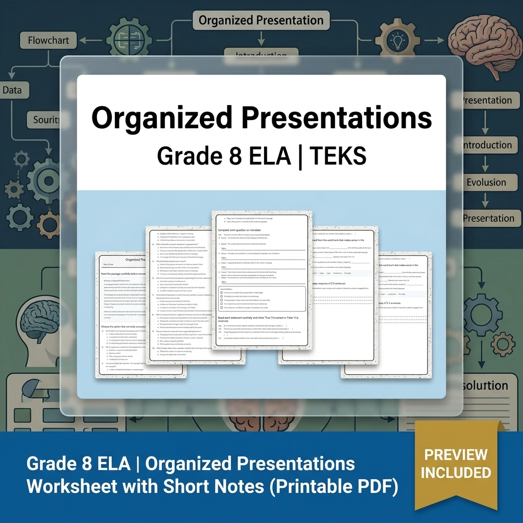 Grade 8 Oral Presentations & Evidence-Based Discussion ELA lesson bundle TEKS — included worksheet 2