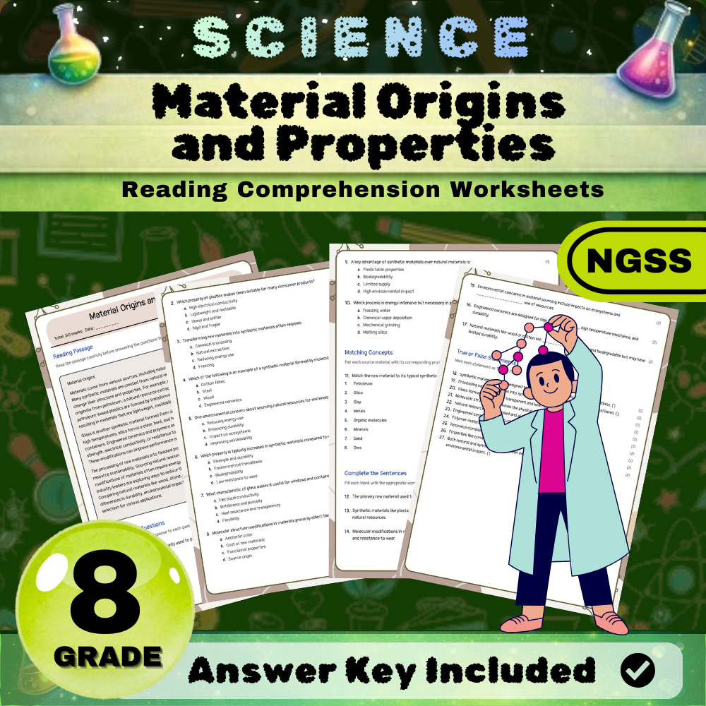 Grade 8 Science NGSS Bundle | Comprehensive Worksheets for Earth & Life Sciences — included worksheet 14