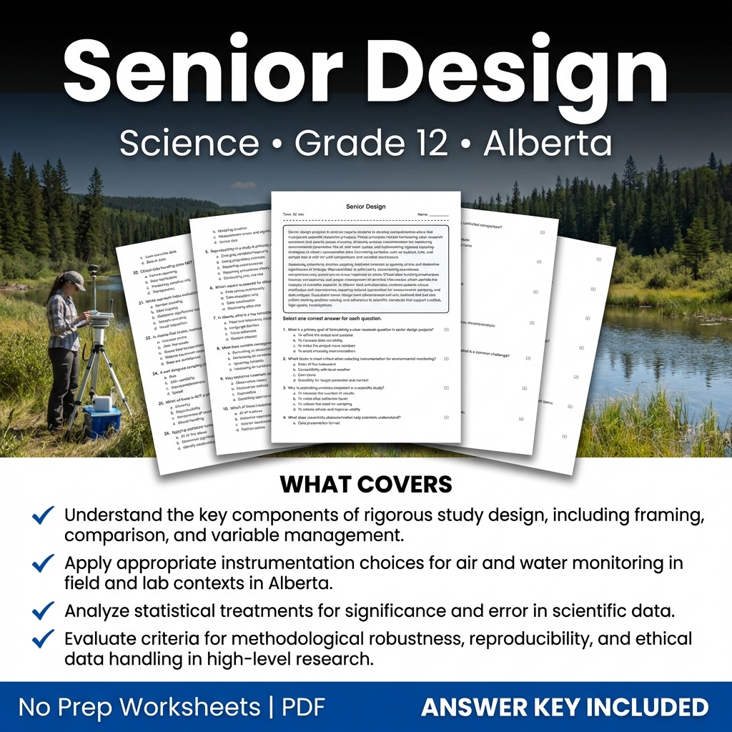 Senior Design Science Worksheet Grade 12 | Alberta Standards Practice