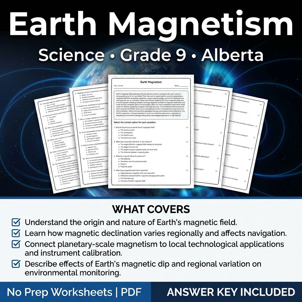 Earth Magnetism Worksheet for Grade 9 Science – Alberta Standards