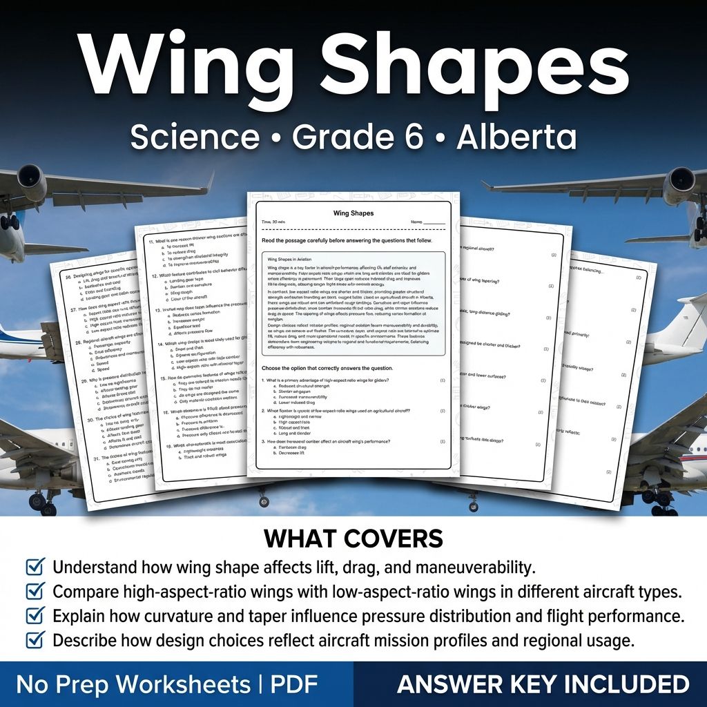 Grade 6 Science Worksheet on Wing Shapes | Alberta Standards Practice