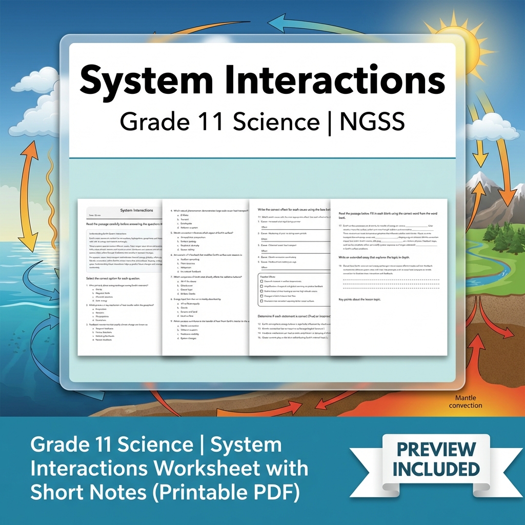 Grade 11 Science NGSS Worksheet Bundle – Ecosystem, Genetics & Physics Topics — included worksheet 17
