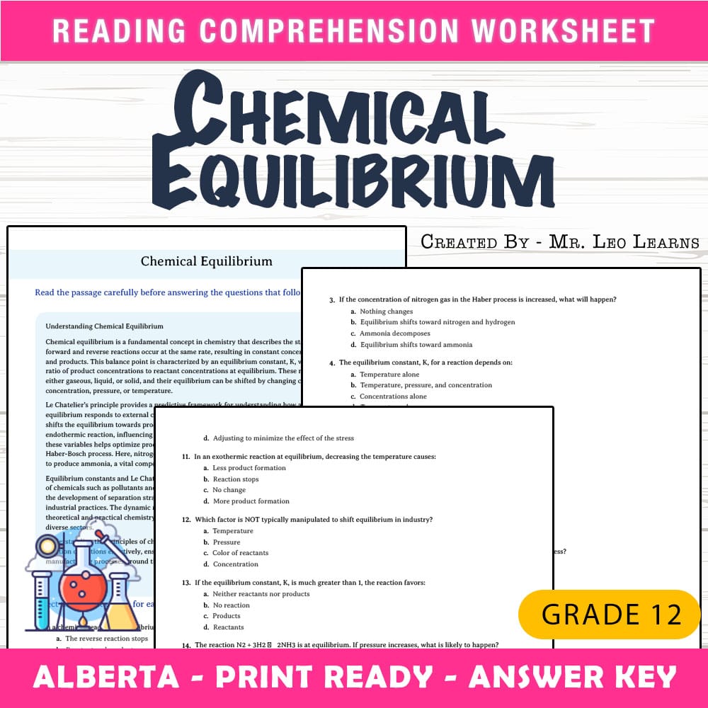 Grade 12 Science worksheet mcq paper worksheet — Grade 12 Science — Worksheet MCQ Paper for Mastering Chemical Equilibrium…