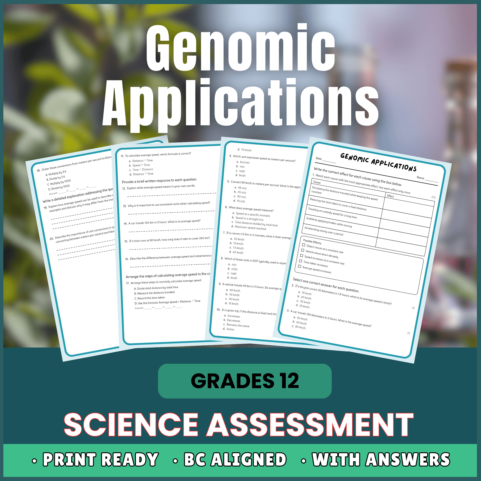 Grade 12 Science | Genomic Applications Worksheet (Answer Key) – BC Standards