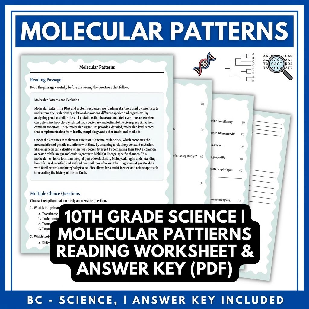 Grade 10 Science reading worksheets — 10th Grade Science | Molecular Patterns Reading Worksheet & Answer Key (PDF)