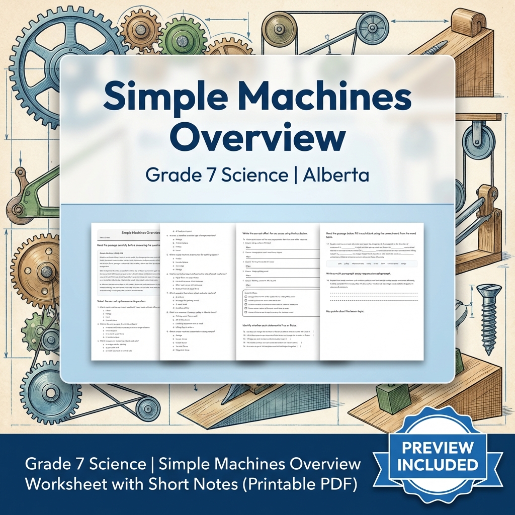 Grade 7 Science | Forces, Structures & Motion UNIT Worksheet Bundle  — included worksheet 5