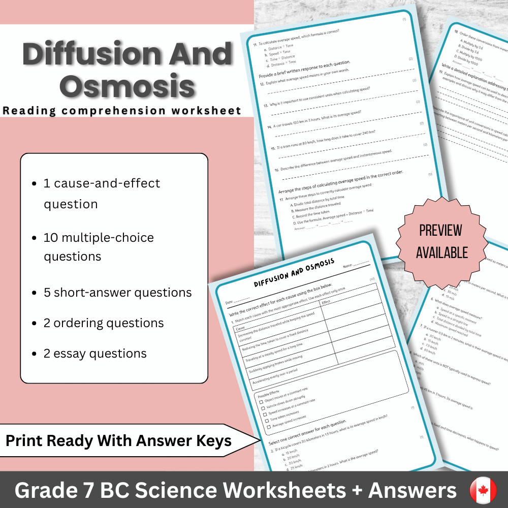 Grade 7 Science | Integration & Homeostasis Worksheet (PDF) – BC Standards
