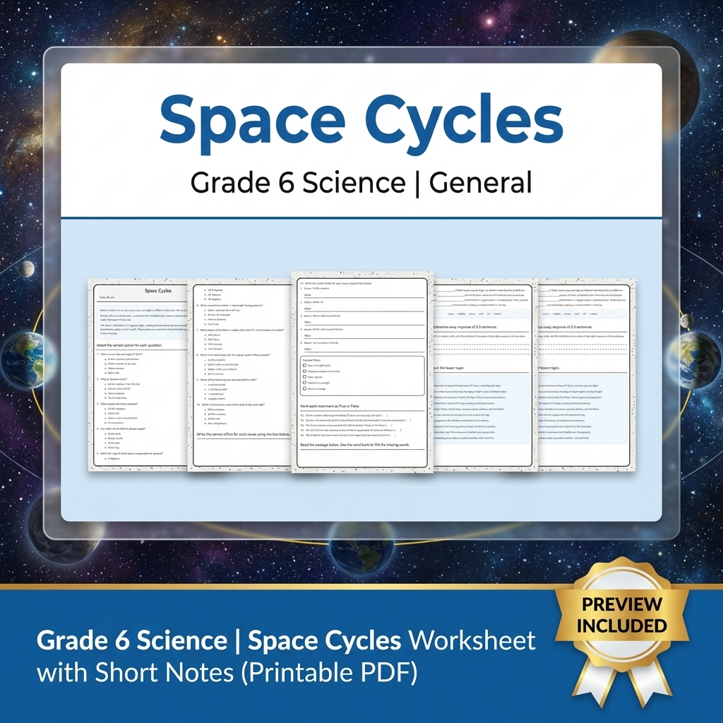 Grade 6 Science Lesson Group  Weather, Water, Space, Erosion & Climate  — included worksheet 4
