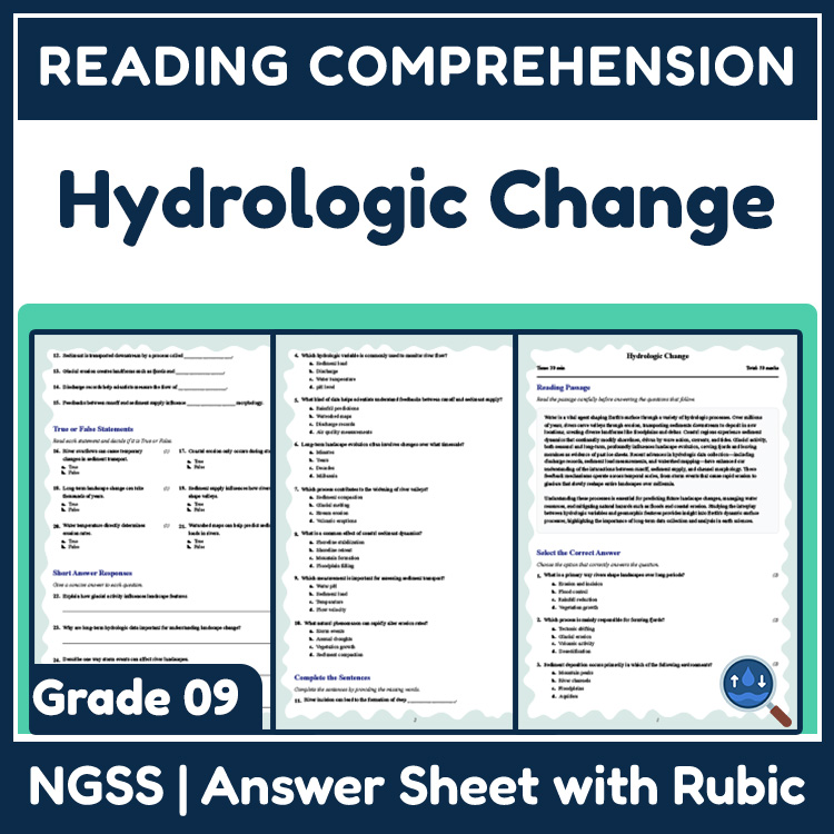 Grade 9 Science reading worksheets worksheet — 9th Grade Science Reading Worksheet | Hydrologic Change & Landscape Process…