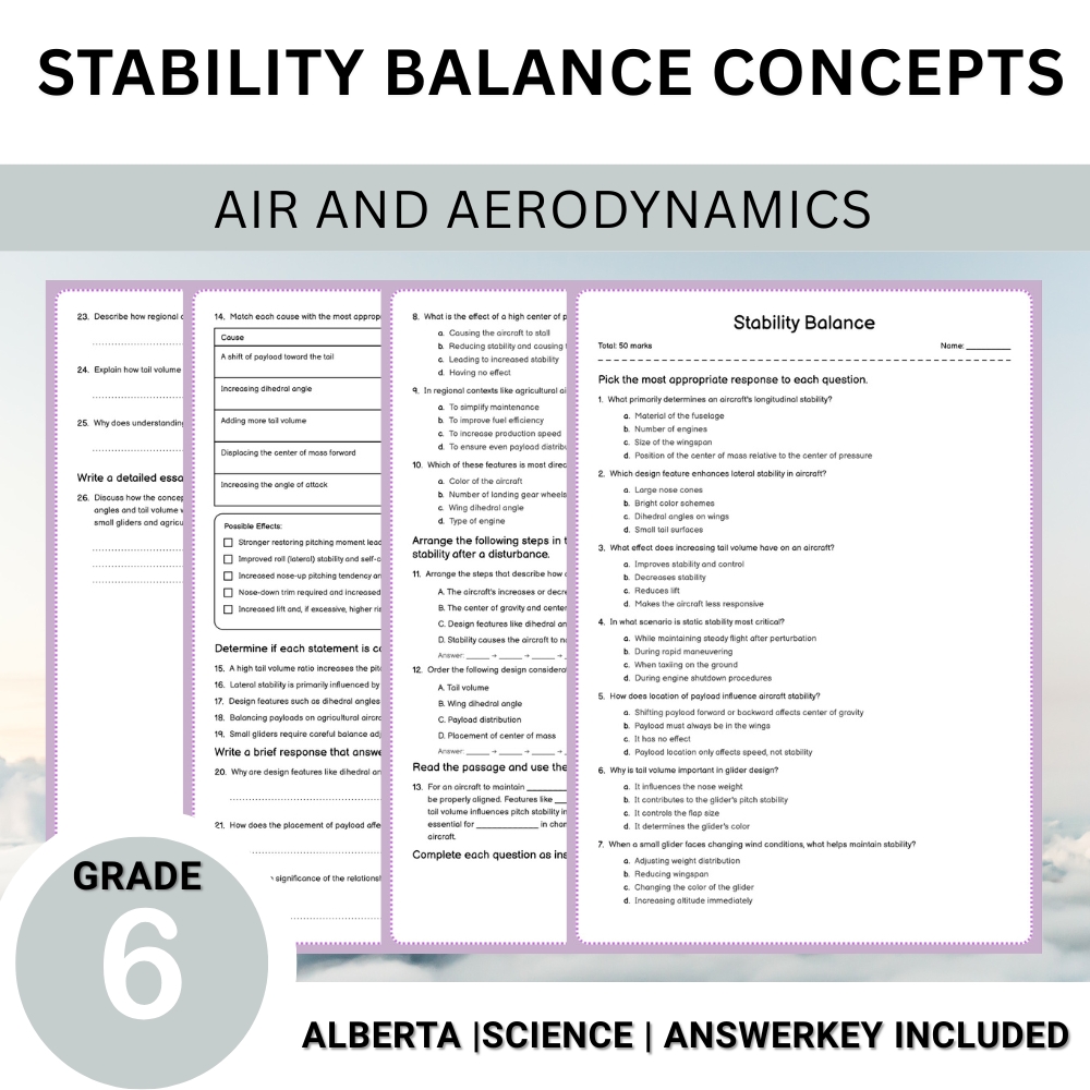Grade 6 Science Unit Bundle | Flight, Air Pressure & Aerodynamics Worksheets — included worksheet 5