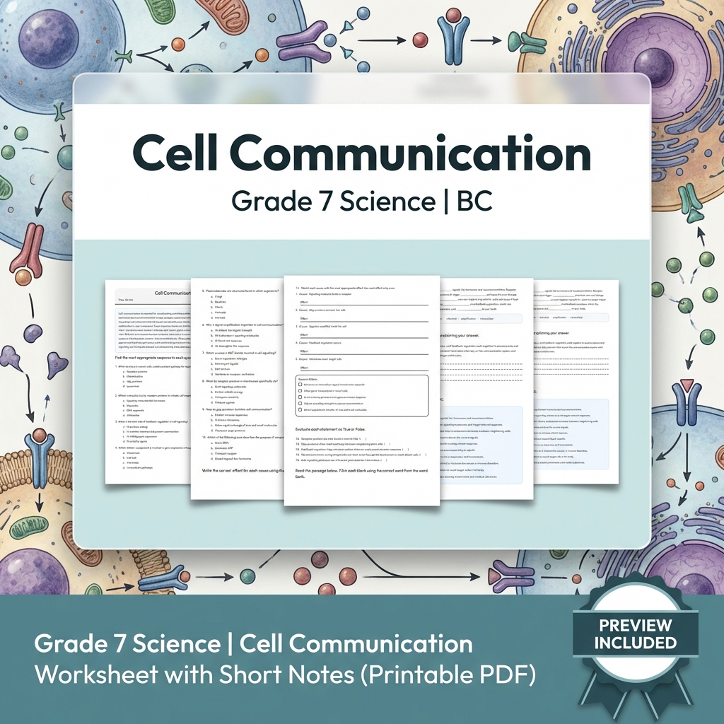 Grade 7 Science Full Year Bundle Ecosystems, Cells & Earth Processes Worksheets — included worksheet 17