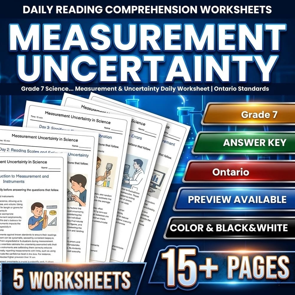 STEM Skills and Connections Grade 7 Science Daily Worksheets Bundle | Ontario — included worksheet 1