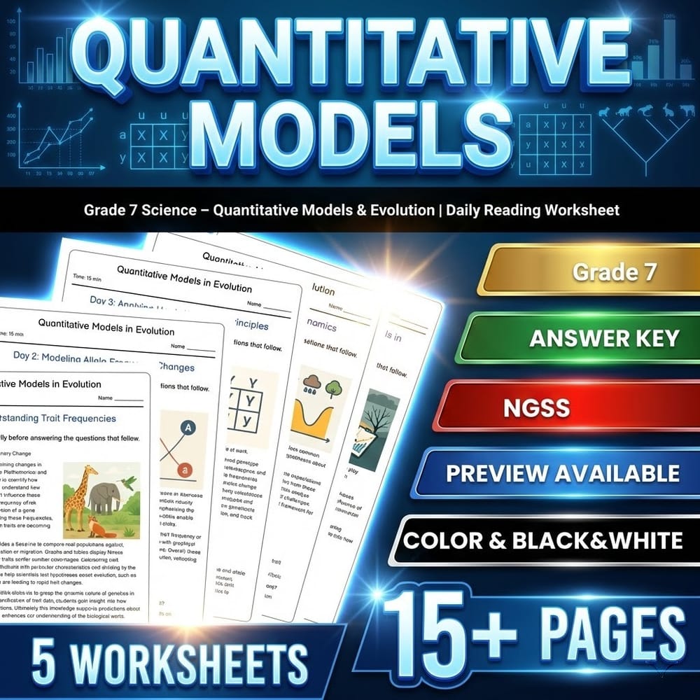 Evolution and Natural Selection Grade 7 Science Worksheets Bundle | NGSS — included worksheet 2