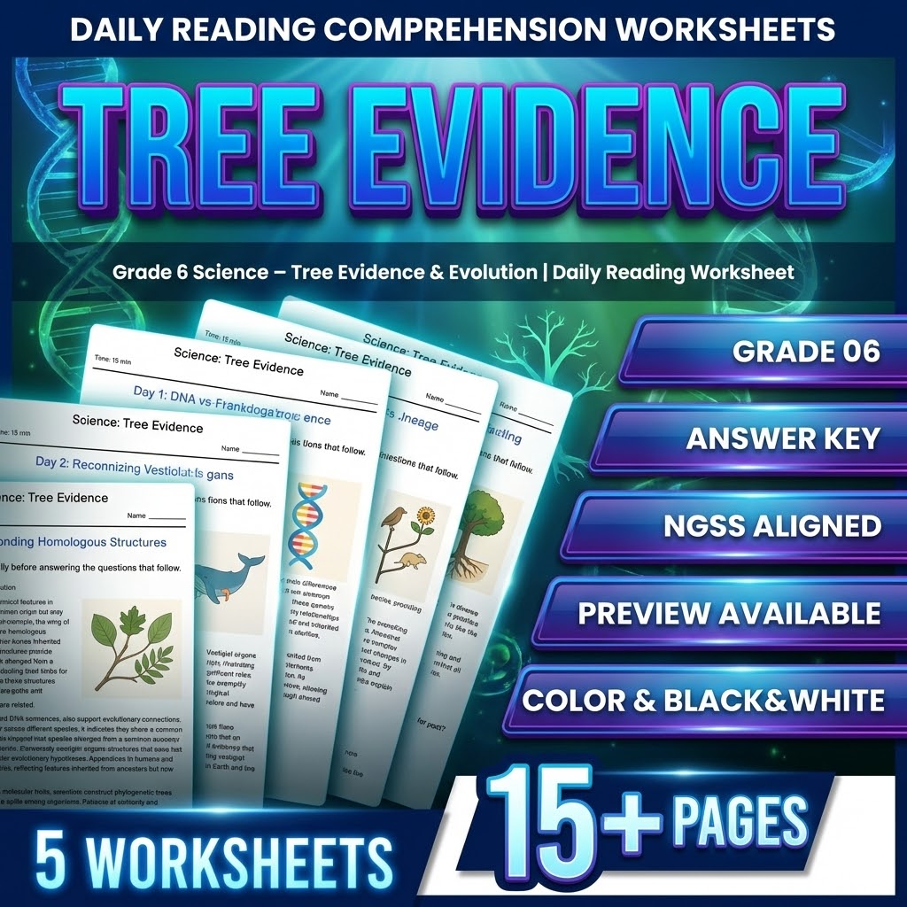 Grade 6 Science Biological Evolution Worksheet Bundle | NGSS Standards — included worksheet 2