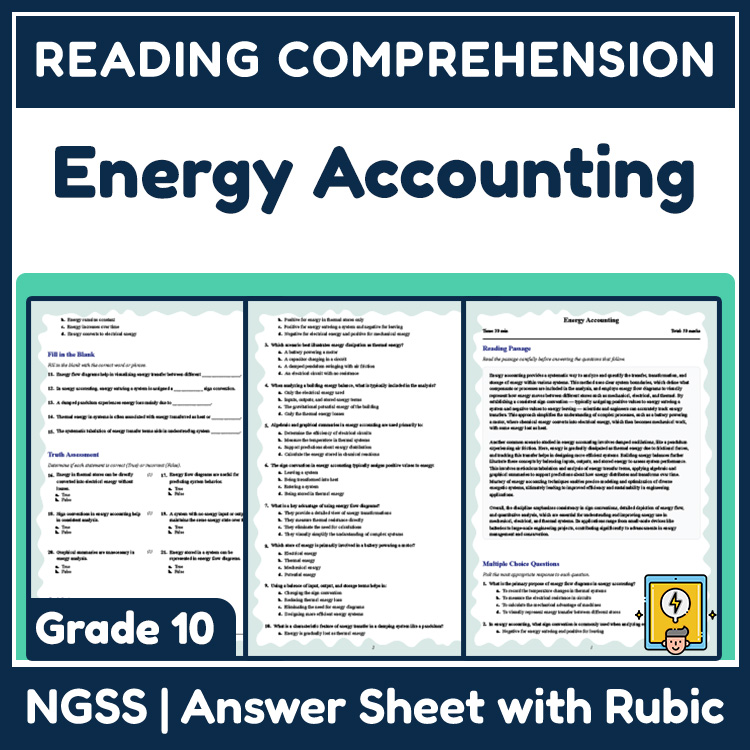 Grade 10 Science reading worksheets worksheet — Grade 10 Science | Energy Accounting Reading Worksheet (PDF + Answer Key)…