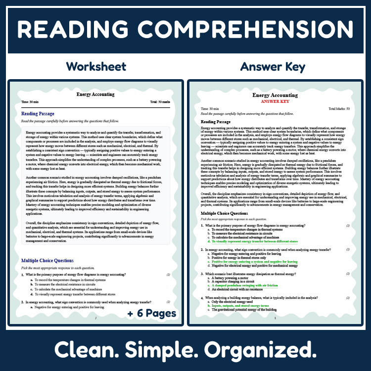 Grade 10 Science reading worksheets worksheet — Grade 10 Science | Energy Accounting Reading Worksheet (PDF + Answer Key)…