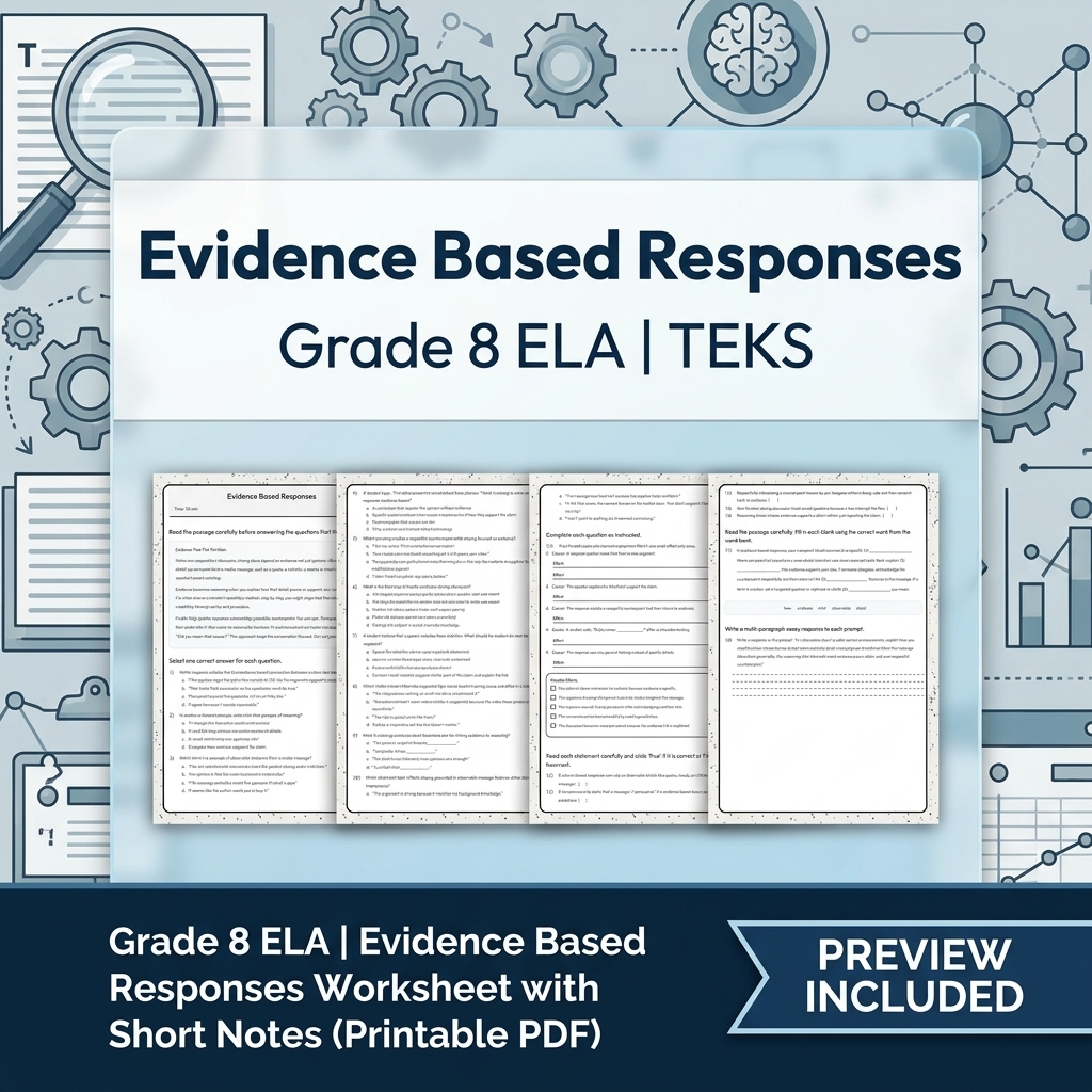 Grade 8 Oral Presentations & Evidence-Based Discussion ELA lesson bundle TEKS — included worksheet 3