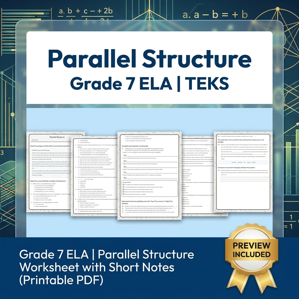 Grade 7 Evidence-Based Research Writing ELA full-year bundle TEKS — included worksheet 10