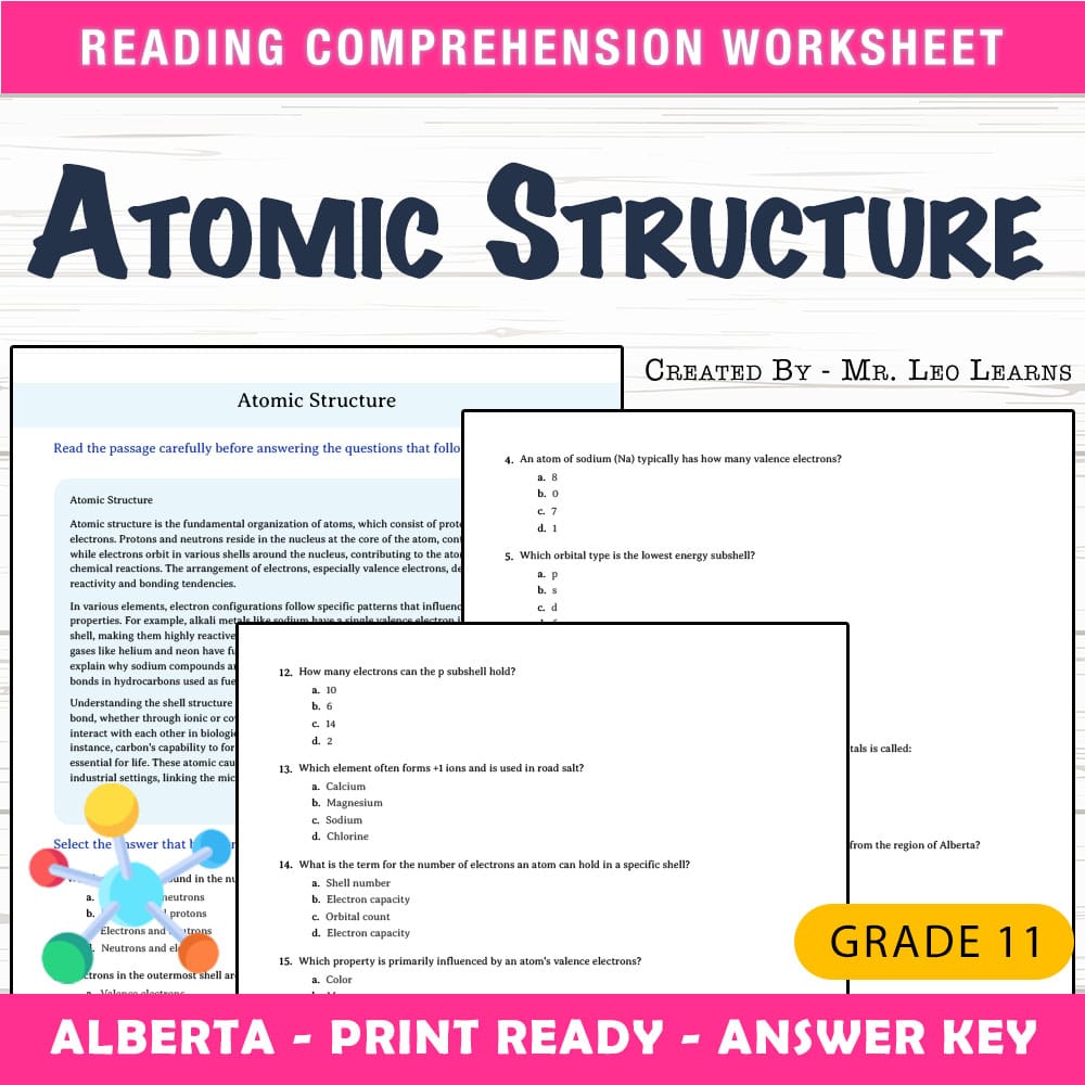 Grade 11 Science worksheet mcq paper worksheet — Grade 11 Science — Worksheet MCQ Paper for Mastering Atomic Structure — p…