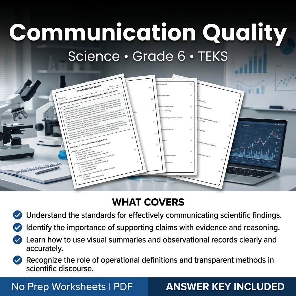 Grade 6 Science Worksheet on Communication Quality — Classroom Printable PDF