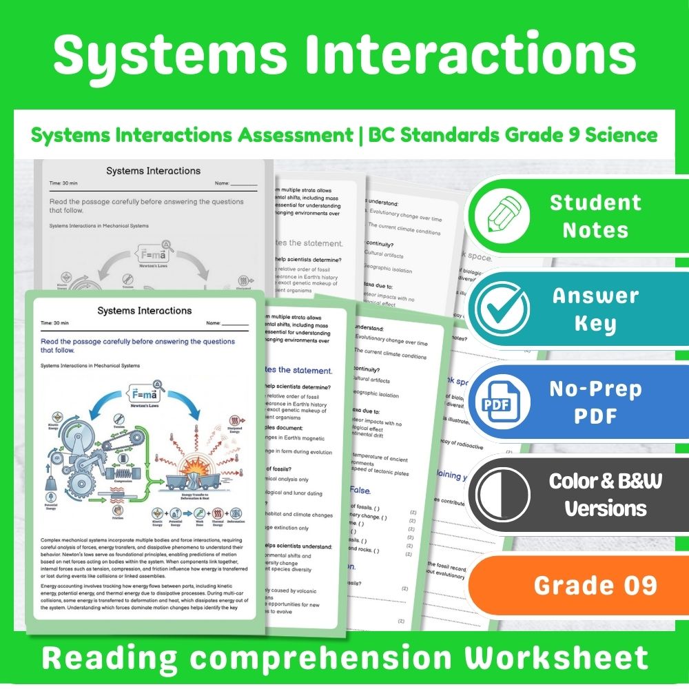 Grade 9 Science Mini Bundle – Forces and Motion Standards-Aligned Not Specified — included worksheet 9