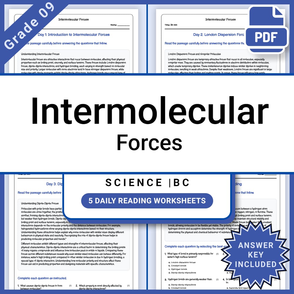 Grade 9 Science Lesson Group BC Framework | Chemistry, Physics, and More — included worksheet 6
