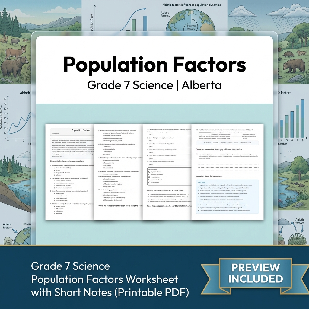 Grade 7 Science | Interactions & Ecosystems UNIT Bundle – Alberta Curriculum — included worksheet 4