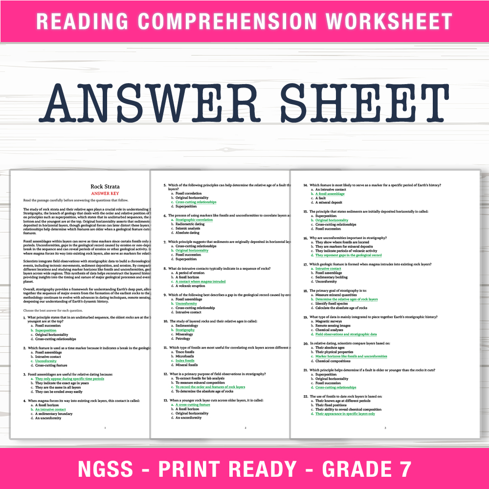 Grade 7 Science worksheet worksheet — Grade 7 Science | Rock Strata Worksheet (PDF + Answer Key) — page 2