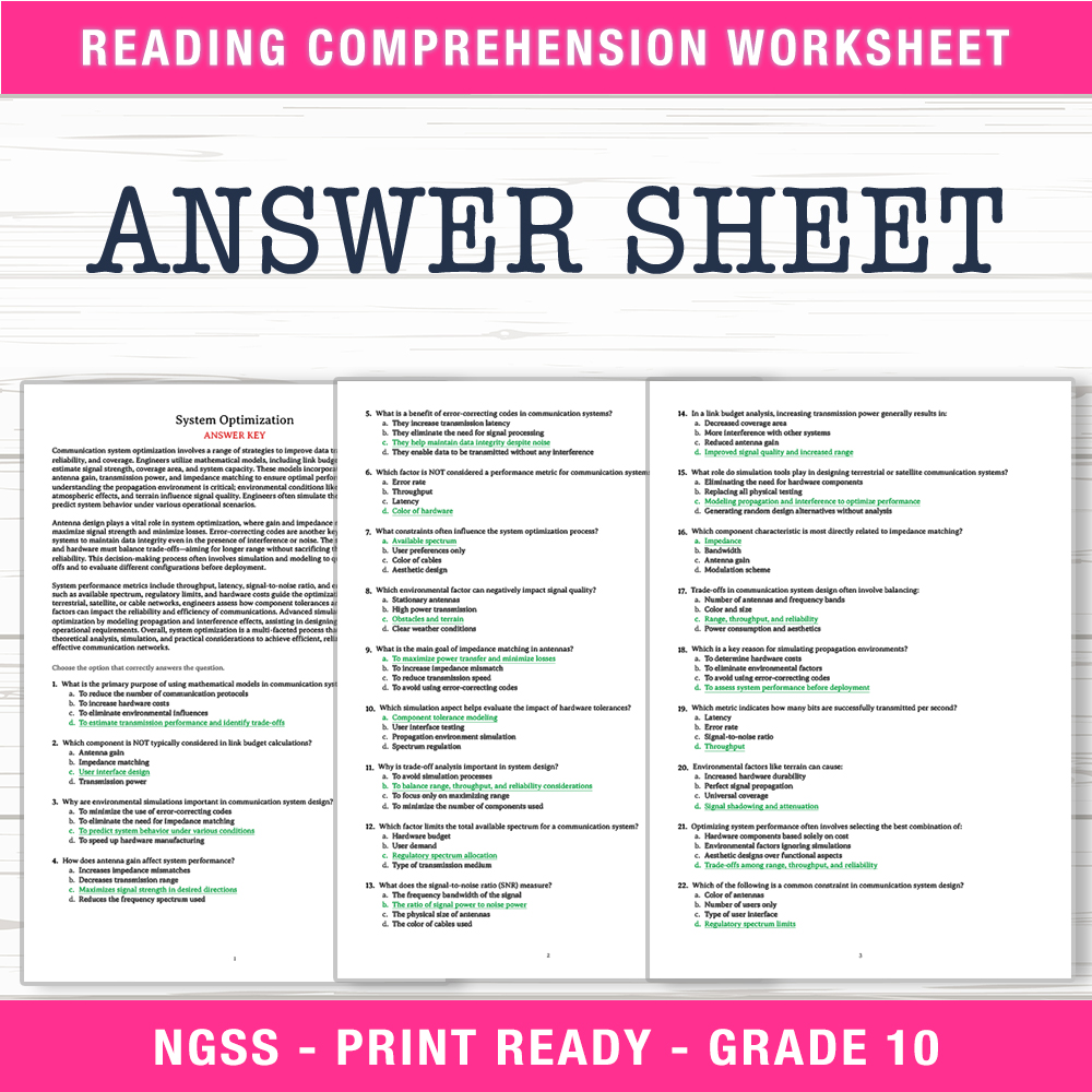 Grade 10 Science worksheet worksheet — Grade 10 Science | System Optimization Worksheet (PDF + Answer Key) — page 2