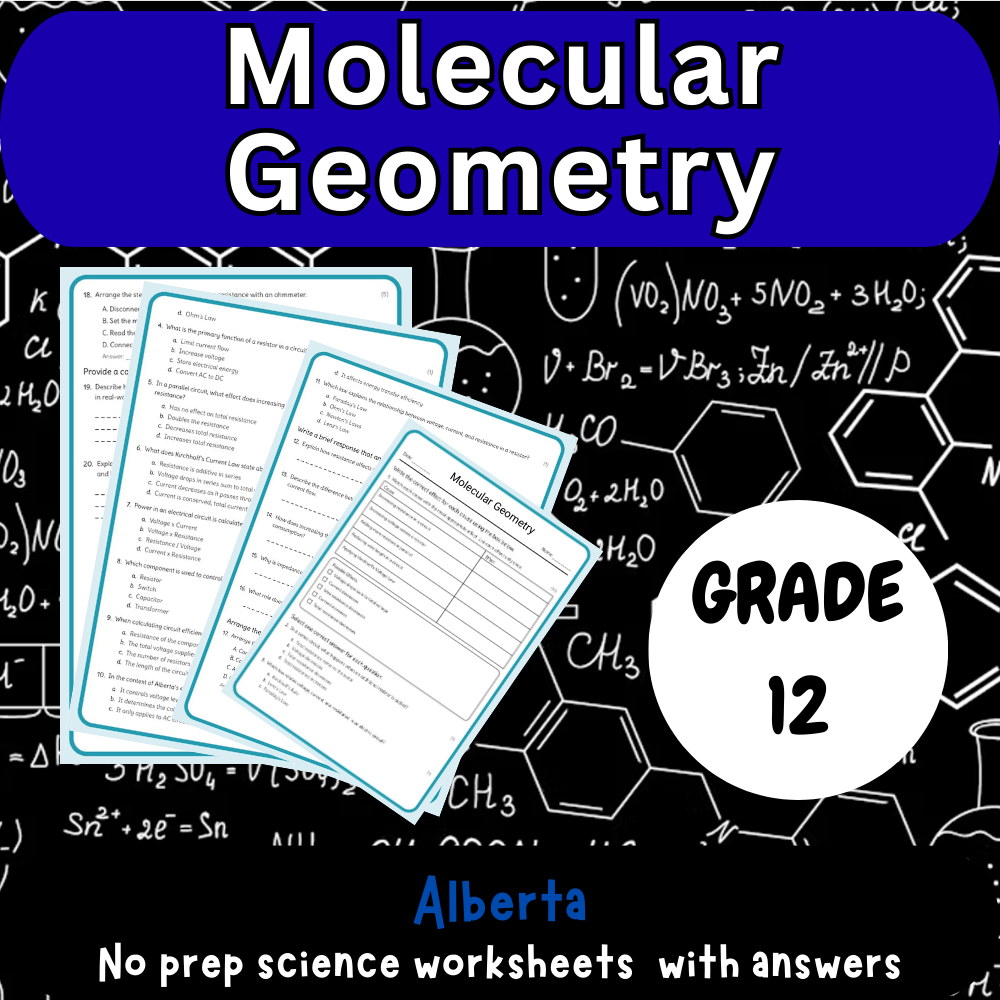 Grade 12 Science | Molecular Geometry Worksheet (PDF) – Alberta Standards