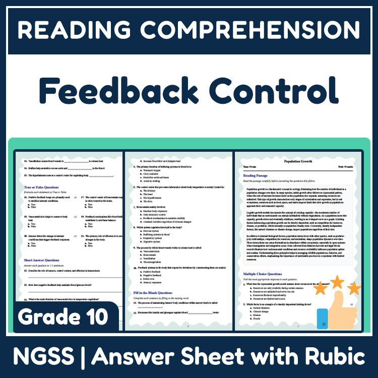 Grade 10 Science reading worksheets worksheet — 10th Grade Science | Feedback Control Reading Worksheet & Answer Key (PDF)…