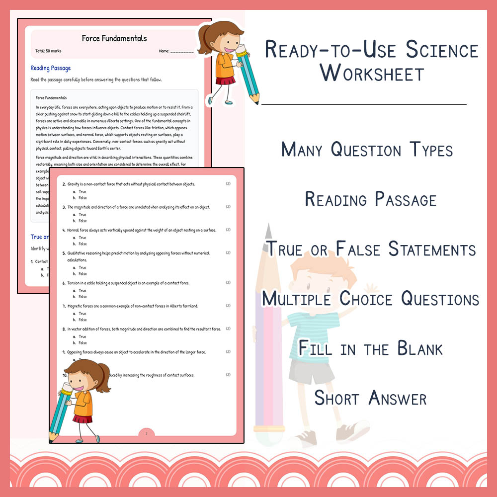 Grade 9 Science worksheet elena worksheet — Grade 9 Science | Force Fundamentals Worksheet | Alberta Standards — page 2