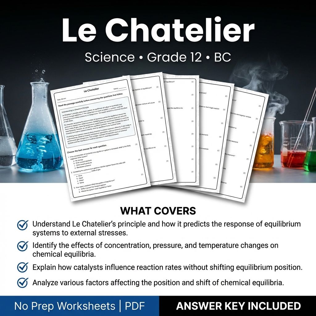 Le Chatelier Chemistry Worksheet | Grade 12 Science Practice