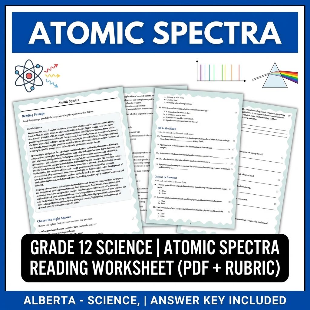 Grade 12 Science Bundle – Atomic Spectra to Electromagnetic Waves (PDF + Rubric) — included worksheet 13