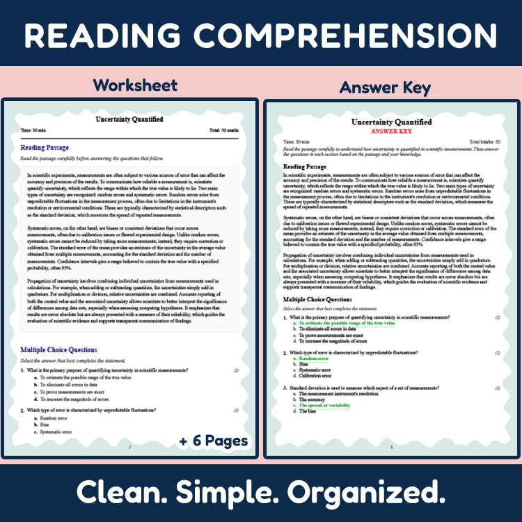 Grade 9 Science reading worksheets worksheet — 9th Grade Science | Uncertainty Quantified Reading Worksheet (PDF + Rubric)…
