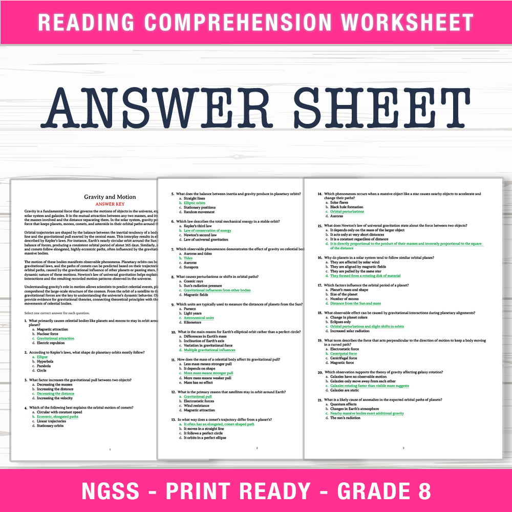 Grade 8 Science worksheet worksheet — Grade 8 Science | Gravity and Motion Worksheet (PDF + Answer Key) — page 2