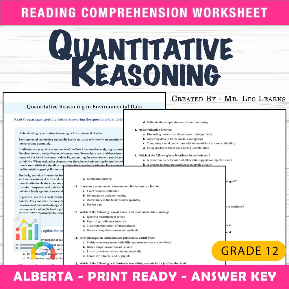 Grade 12 Science worksheet mcq paper worksheet — Grade 12 Science — Worksheet MCQ Paper for Mastering Quantitative Reasoni…