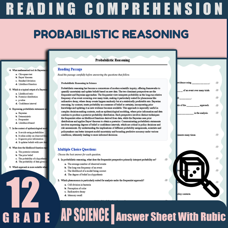 Grade 12 Science reading worksheets worksheet — Grade 12 Science | Probabilistic Reasoning Reading Worksheet & Answer Key…