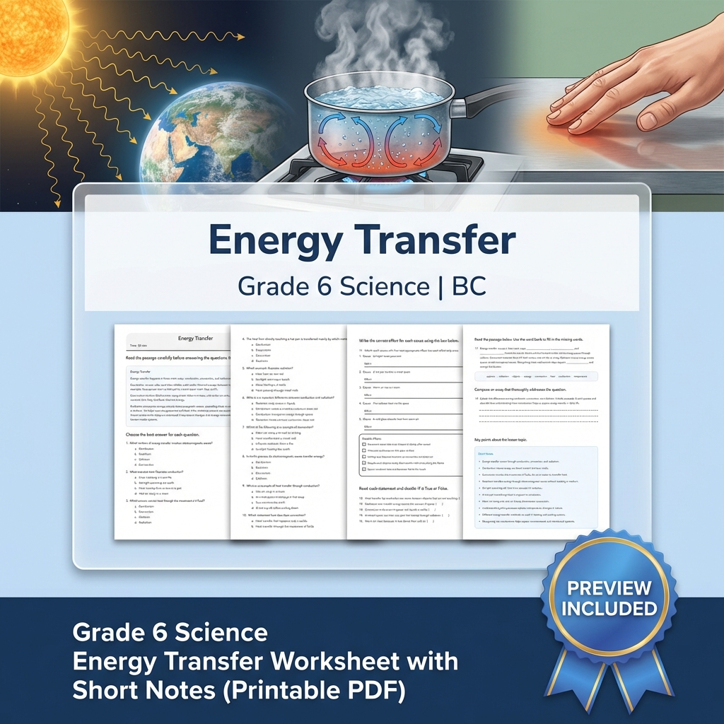 Grade 6 Science | Energy, Waves & Circuits UNIT Bundle (BC Frame work) — included worksheet 3