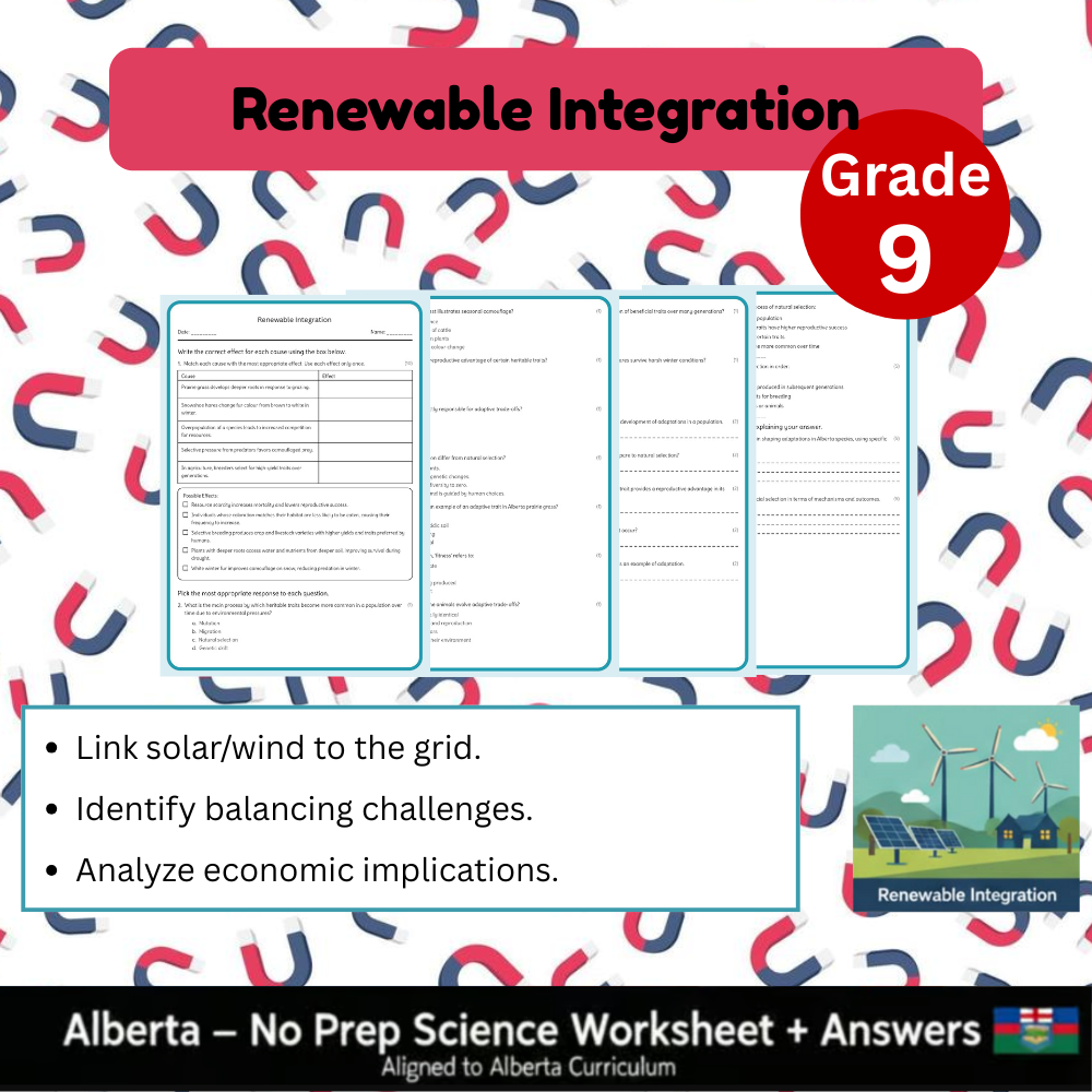 Grade 9 Science Worksheet Bundle | Genetics, Chemistry & Physics Concepts — included worksheet 13